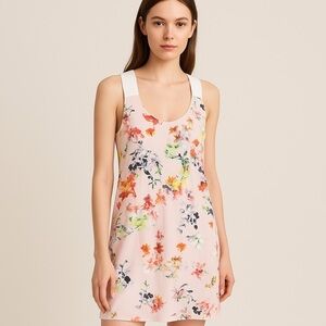 🌸 Club Monaco Floral Print Sleeveless Dress Size 00 | Pink Multicolor Crossback